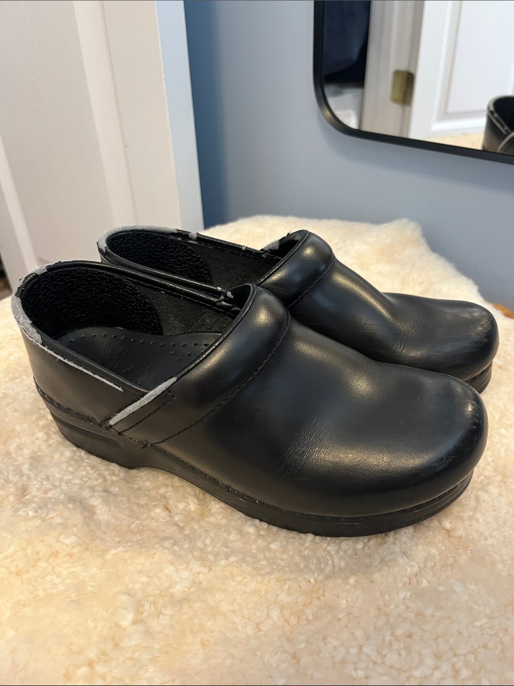 Dansko Black Leather Professional Clogs